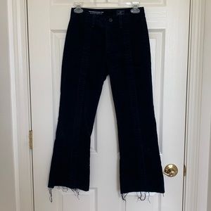 Anthropologie The Paneled Quinne Crop Corduroy Navy Cropped Flare Pants